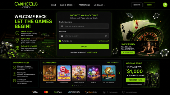 gaming club casino Gameplay